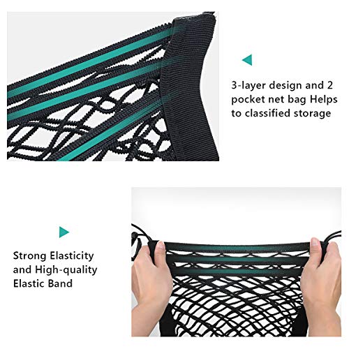 Dog Car Net Barrier 3 Layers with Auto Safety Mesh Organizer, Universal Stretchable Pet Barrier Backseat Storage Mesh Bag Dog Car Divider Net for Cars, SUVs-Drive Safely with Children and Pets - size: 11.7 in × 11.7 in