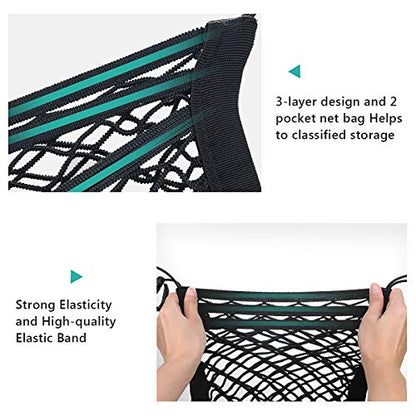 Dog Car Net Barrier 3 Layers with Auto Safety Mesh Organizer, Universal Stretchable Pet Barrier Backseat Storage Mesh Bag Dog Car Divider Net for Cars, SUVs-Drive Safely with Children and Pets - size: 11.7 in × 11.7 in