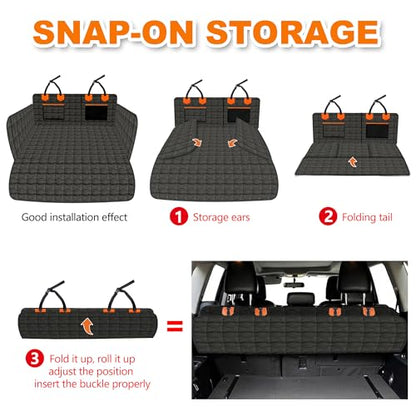 IJVAE SUV Cargo Liner for Dogs, Waterproof Dog Trunk Cover with Bumper Flap Protector, Pet Cargo Mat for SUVs Sedans Vans, Non-Slip Scratchproof Dog Seat Cover，Large Size Universal Fit, Black - size: Oxford Fabric