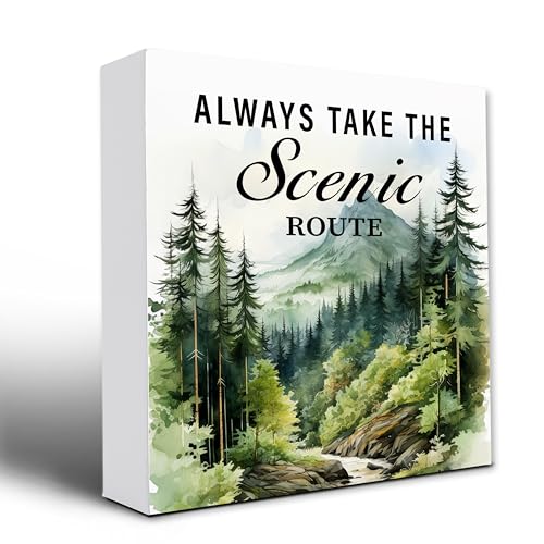 Always Take The Scenic Route Wooden Camping Plaque Sign, Decor for Camper Van, Wall Decor 5x5 Inches (006) - color: Always Take The Scenic Route