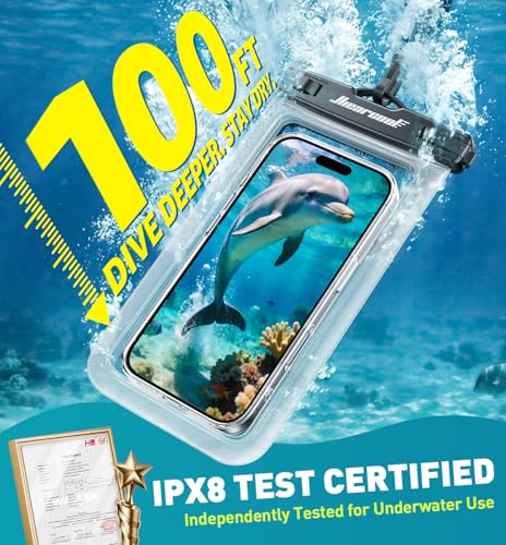 Hiearcool Waterproof Phone Pouch, Waterproof Phone Case with Crossbody Lanyard Compatible for iPhone 17 16 15 14 13 Pro Max Up to 8.9", Cellphone Dry Bag Travel Essentials for Beach -Clear-2Pack - color: 2 Clear