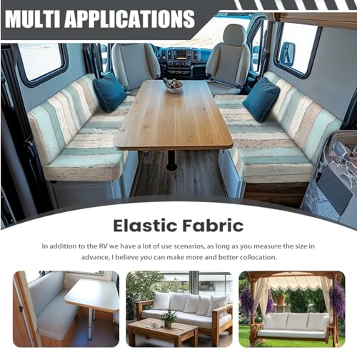 Blue White Wood Pattern 3 Pieces RV Dinette Cushion Covers Scratch-Resistant RV Couch Cover wuth Pillowcase, Sofa Furniture Protector Camper Seat Covers Dinette Booth - color: Blue White Wood