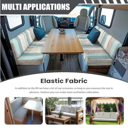Blue White Wood Pattern 3 Pieces RV Dinette Cushion Covers Scratch-Resistant RV Couch Cover wuth Pillowcase, Sofa Furniture Protector Camper Seat Covers Dinette Booth - color: Blue White Wood