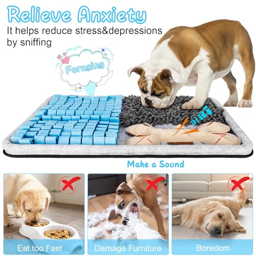 Snuffle Mat for Dogs, Interactive Feed Mat for Boredom, 17.3"×23.6" Pet Foraging Mat for Smell Training and Slow Eating with Stress Relief, Foraging Skills, Brain Stimulation