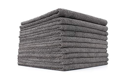 The Rag Company - The Miner - Professional Metal Polishing Microfiber Towels for Cars; Safe on High-End Wheels and Soft Metals, 70/30 Blend, Dual-Pile, 365GSM, 16in x 16in, Grey (10-Pack) - color: Miner