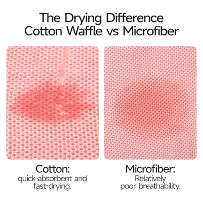 REDKISS 100% Cotton Waffle Weave Bath Towels 4 Pack - 27.5x55 Inches| Lightweight, Quick Dry & Highly Absorbent,Perfect for Spa, Gym, Travel, Guest Bathroom-Pink - color: Pink