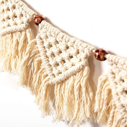 Eiyye Boho Tassel Garland Wall Hanging Handmade Cotton Bohemian Banner Home Decor for Bedroom Living Room Nursery, Party & Wedding Decoration（7-Flag）