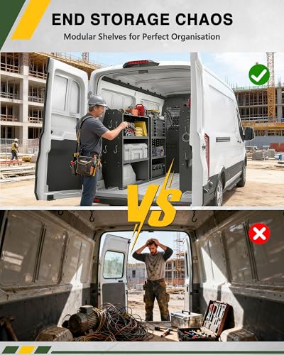 52" W x 46" H x 13" D Cargo Van Shelving Storage System Fit for Ford Transit, GMC Savana, Chevy Express, Nissan NV, Ram Promaster, Mercedes-Benz Sprinter and Metris