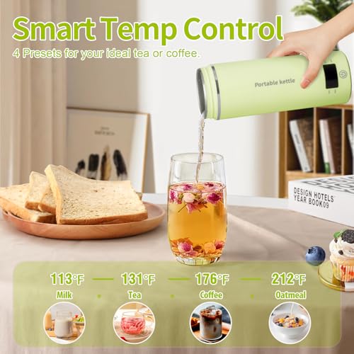 Portable Electric Kettle Travel Kettle,Small Hot Water Boiler with 4 Temperature Settings,Fast Boiling Water with Auto Shut-Off and Boil Dry Protection,BPA-Free,304 Stainless Steel 400ml
