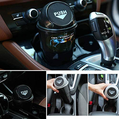 Mini Car Auto Garbage Trash Can Automotive Waste Storage Fits Cup Holder for Office Desk Trash Can (Blue) - color: Blue