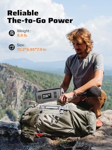 AFERIY Portable Power Station 800W Peak/400W Rated,45min Fast Charging, 80000mAh/256Wh LiFePO4 Battery, 10ms UPS, Solar Powered Power Bank with AC Outlet 120V for Camping, Outdoor, Emergency,Home Use - color: A