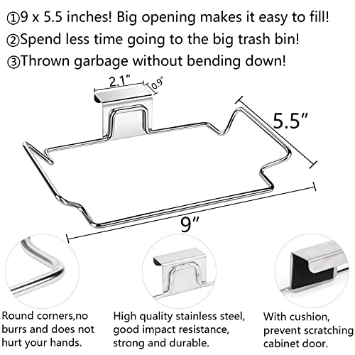 OYSIR Large Stainless Steel Trash Bag Holder for Kitchen Cabinets Doors and Cupboards, Under Sink Bag Holder, Garbage Bag Holder, Space Saving Waste Can, Hanging Kitchen Trash Cans