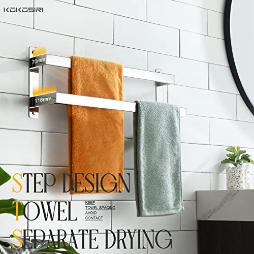 KOKOSIRI Towel Bars Bath Towel Holders 20-Inch Chrome Bathroom 2-Tiers Ladder Towel Rails Wall Mounted Towels Shelves Rack Polished Stainless Steel, B5008CH-L20 - color: Polished Chrome, size: 20-Inch