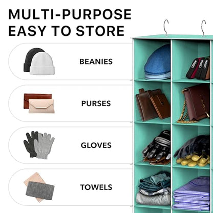 Simple Houseware 24 Section Shelves Hanging Shoes Organizer Holder for Closet, Turquoise - color: Turquoise