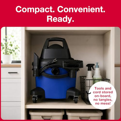 Koblenz WD-12 L4 Wet Dry Vacuum Cleaner, 12 Gallon 5.5 PHP, 3-in-1 Suction & Blower, 32 ft Reach, Drain Plug, Large Vacuum Cleaner for Car, Shop Vacuum Wet and Dry, Click-N-Lock Hose, Blue/Black - size: 12 Gallon 5.5 HP