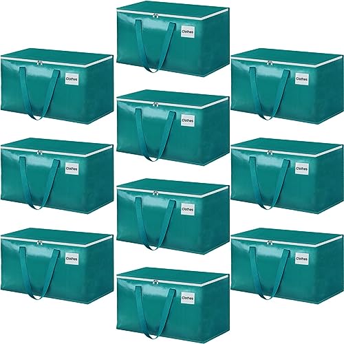 StorageRight Moving Bags-Heavy Duty Moving Boxes, Storage Totes with Zipper, Reinforced Handles and Tag Pocket-Collapsible Moving Supplies for moving, Storage and Travel 93L(Green-10 Pack) - color: Green, size: 10 Pack
