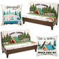 Geyoga 6 Pcs Happy Camper Rv Dinette Cushion Covers Stretch Washable Rv Cushion Covers Camper Accessories for Campers Car Bench, 2 Pillowcase, 2 Backrest and 2 Bench Replacement