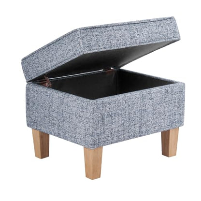 HomePop 22" Medium Tufted Storage Ottoman - Blue Gray Woven Fabric - color: Blue Gray Woven Fabric