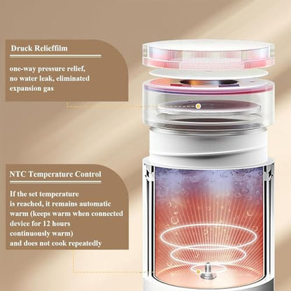 Electric Travel Kettle, Portable Tea Maker - 450ML Stainless Steel (White) with 4 Variable Presets - color: Whit-450ml