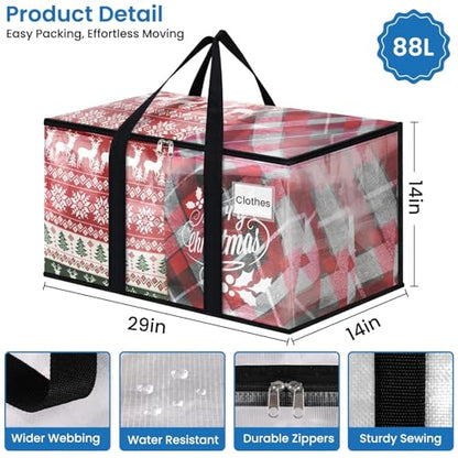 RoomHacks Clear Heavy Duty Extra Large Moving Bags, Reinforced Handle & Double Zipper, Storage Bags Alternative to Moving Box (10 Packs) - size: 88L- 10Packs