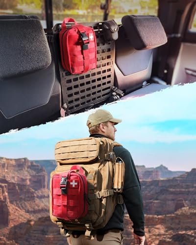 LIVANS 1000D First Aid Bag Empty Medical Ifak Pouch Molle EMT Pouches Rip-Away Tactical Military Trauma Emergency Medic Bag - color: Red-small Size(5.7"lx 3.4"w X 7.9"h)