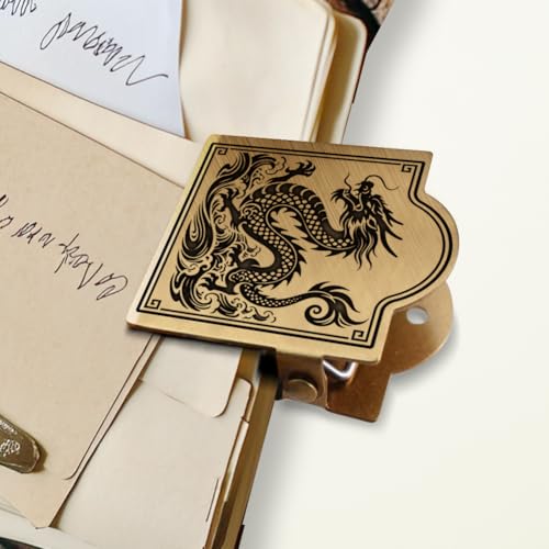 ANATTASOUL Travel Journal Clip Vintage Chinese Dragon Metal Book Clips, Decorative Heavy Duty Journal Clips to Hold Journal Open for Notebook, Photo, Bookmark, Office Kitchen Home DIY Use - style: Chinese Dragon