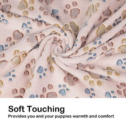 Dono 1 Pack 3 Dog Blankets, Soft Fluffy Fleece Pet Blanket Warm Sleep Mat Paw Print Design Puppy Kitten Throw Blankets Doggy Blanket for Dogs - color: Nude/Gray/Blue, size: Medium(30*20")