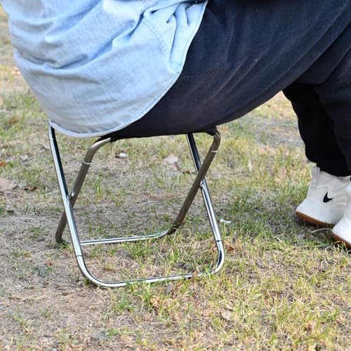 Portable Mini Folding Stool, Small Camping Stool Mortable Stool Can Hold Up to 150 Lbs for Adults - color: Mini-silverblack