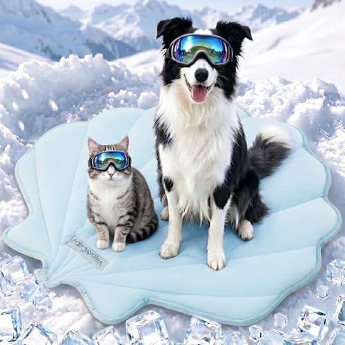 Vagascape Dog Cooling Mat, Washable Pet Cooling Mat, 35" x 33" Thick & Durable Large Cooling Mat for Dogs, Portable Foldable Premium Cooling Pad for Indoor, Outdoor, Travel, Camping, Patio and Beach - color: Blue, size: Medium