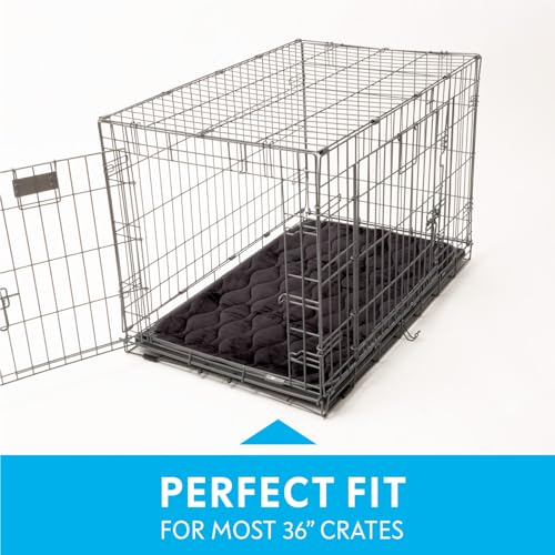 Paw Inspired Washable Padded Crate Mats for Dogs | 35” x 22” Pad, Fits 36-inch Kennels | Leakproof, Plush Pet Beds (Gray) - color: Gray, size: 36 Inch
