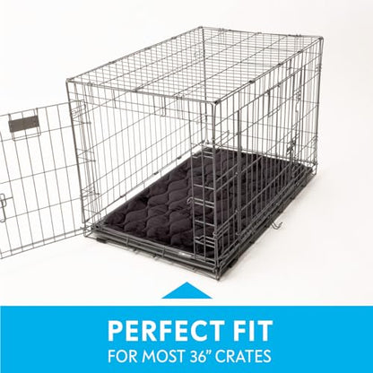 Paw Inspired Washable Padded Crate Mats for Dogs | 35” x 22” Pad, Fits 36-inch Kennels | Leakproof, Plush Pet Beds (Gray) - color: Gray, size: 36 Inch