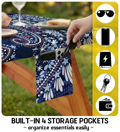 Picnic Table Cover with Bench Covers Tablecloth Table Cloth Camping Gifts for 30th 40th 50th 55th 60th 70th 80th 45th 65th 75th 40 50 55 60 65 70 Year Old Camper RV Owner Camping Lovers Men Women - color: Blue Paisley, size: 96in