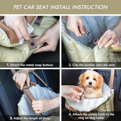 ClevaHome Small Dog Car Seat & Travel Carrier & Pet Bed, Non-Slip Booster Seat for Dogs up to 10lbs, Fashionable Pet Carrier Bag for Indoor and Outdoor - style: Polyester