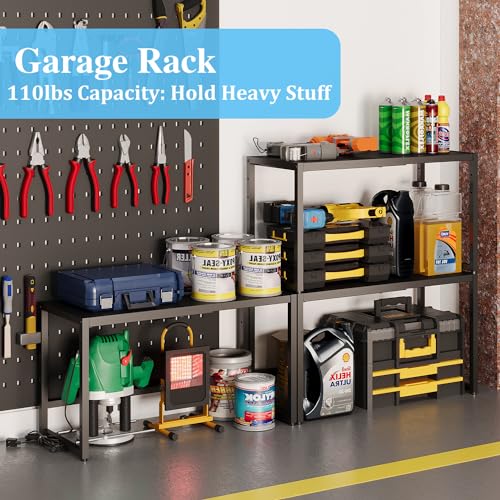 Expandable Metal Storage Shelves, 110LBS Heavy Duty Shelving Units and Storage for Pots Pans Small Appliances, Adjustable Metal Storage Shelf Organizer Rack for Kitchen Cabinets Closet Pantry Garage - size: 1 Tier：11.8"D x 28.9"W x 16.3"H