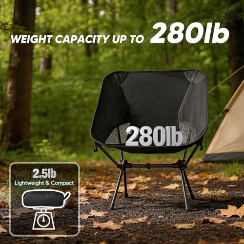Lightweight Portable Camping Chair - Folding Backpacking Hiking Chair with Carry Bag for Outdoor Travel, Beach, Picnic, Festival (Black) - color: Black