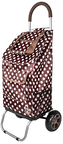 dbest products Trolley Dolly Shopping Grocery Foldable Cart Storage Mom, Brown Polka Dot - color: Brown Polka Dot, style: Cart