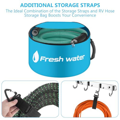BOYISEN RV Hose Storage Bags 4 Pack - Waterproof RV Sewer Hose Storage, RV Utility Bag Organizer, RV Hose Bag for Electrical Cords, Fresh/Black Water Hoses and RV Accessories (Zipper Closures) - style: Two-Way Zipper Closures and Visible Cover