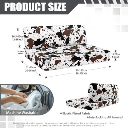 RV Dinette Cushion Covers - Cow Hide Pattern Stretchable Loveseat Sofa Furniture Protector, Lightweight Camper Accessories Replacement Cover - color: Cow Hide Pattern