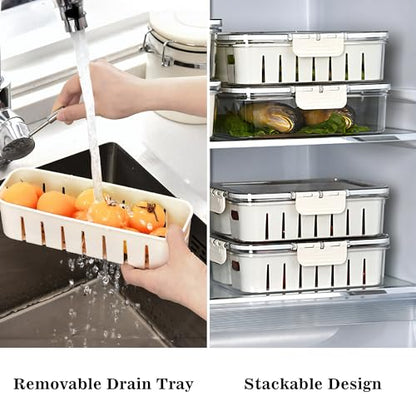 2Pack Divided Snackle Box with Lids Stackable Food Serving Tray for Fruit&Veggie Plastic Fridge Storage Container for Pantry Freezer Clear Snack Box for Meal Prep Candy Nuts Spice - size: 2Pack with 8 dividers