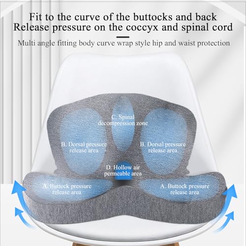 Car Seat Cushion, Memory Foam Driving Cushion with Adjustable Strap, Ergonomic Pad for Car & Semi Truck, Office Chair Cushion for Sciatica & Lower Back Pain Relief, Light Gray - color: Light Gray