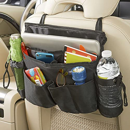 High Road SwingAway Car Front Seat Organizer with 6 Storage Pockets and 2 Bottle or Cup Holders - color: Black