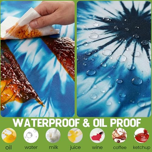 Fitted Picnic Table Cover with Bench Covers Vinyl Waterproof Elastic Edges Fitted Rectangle Table Cloth Patio Tablecloth Camping Gear Essentials Rv Accessories Road Trip Supplies Car Travel Must Have - color: Blue Purple Tie-dye, size: 72in