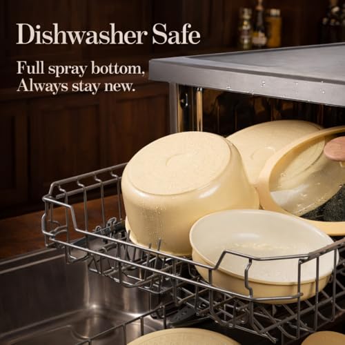 CAROTE 18 Pcs Ceramic Cookware Set Detachable Handle, Non Toxic Pots and Pans Set Non Stick, Induction Kitchen Cookware Removable Handles, Oven Safe, Stackable RV/Camping Cooking Set, Yellow - color: Yellow