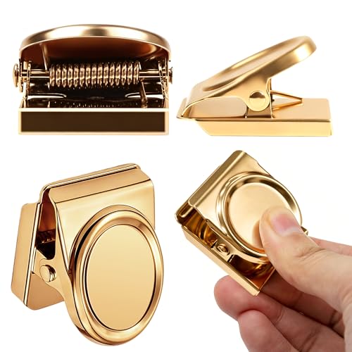 Magnetic Clips 1.5 inch, 12 Pack Heavy Duty Magnet Metal Clips for Hanging, Strong Magnet Clip for Whiteboard, Fridge, Classroom, Refrigerator, Gold - size: Gold 1.5"- 12 Pieces