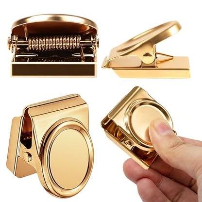 Magnetic Clips 1.5 inch, 12 Pack Heavy Duty Magnet Metal Clips for Hanging, Strong Magnet Clip for Whiteboard, Fridge, Classroom, Refrigerator, Gold - size: Gold 1.5"- 12 Pieces