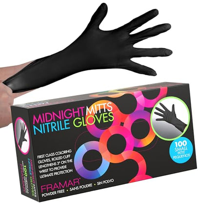 FRAMAR Powder Free Nitrile Gloves Small – 12 INCH Latex Free Gloves Disposable, Guantes Desechables, For Hair Dye, Cleaning, Tattoo – Extra Durable & Resistant – 100 Pack - size: Small (Pack of 100)