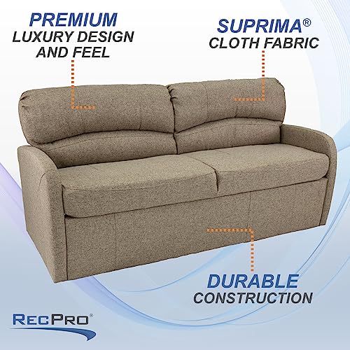 RecPro 70" RV Jack Knife Sofa w/Arms | RV Sleeper Sofa/Couch/Furniture/Living Room (Slideout) (Oatmeal) - color: Oatmeal