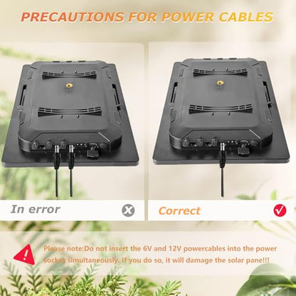 6W Solar Panel for Trail Cameras, 6V/9V/12V Solar Battery Charger Kit Built-in 6000mAh Rechargeable Battery Trail Camera Solar Panel, IP65 Waterproof Hunting Accessories, 5ft Cable