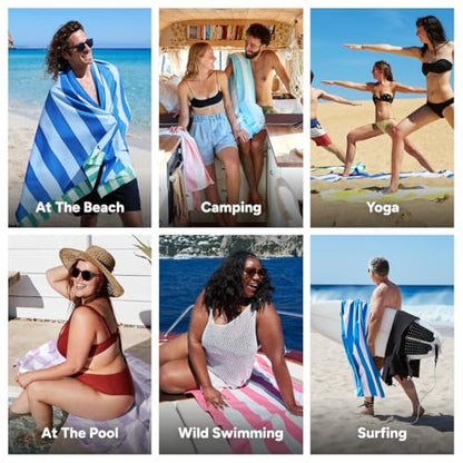 Dock & Bay Beach Towel - Quick Dry, Sand Free - Compact, Lightweight - 100% Recycled - Includes Bag - Blue Sky - Large (160x90cm, 63x35)