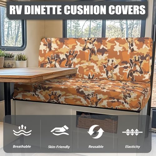 SEANATIVE 2 Sets RV Dinette Cushion Covers Couch Cushion Slipcover Stretch Seat Sofa Chair Cover Giraffe Camouflage Furniture Protector for RV Camper Car Bench Backrest Covers Bench Covers - color: Giraffe Camouflage